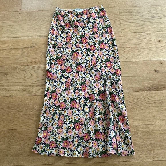 Daisy floral satin bias midi skirt topshop cheap